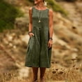 thumbnail image 5 of IUYRTFE Women's Loose Fit Sleeveless Tank Dress with Pockets Cotton Linen Blend Casual Summer Midi Dress, 5 of 6