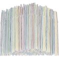 thumbnail image 1 of 200 pajitas flexibles reutilizables de colores con rayas multicolor., 1 of 5