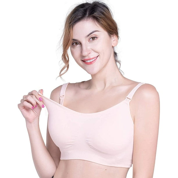 3pcs Non-Wired Nursing Bra With One-Hand Release Clasp And Pouch Opening  For Pregnant Women