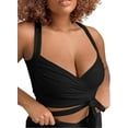 thumbnail image 4 of Roaso Women's Sexy Bandage Crop Top Tank Cross Wrap Tie T-shirt, 4 of 5