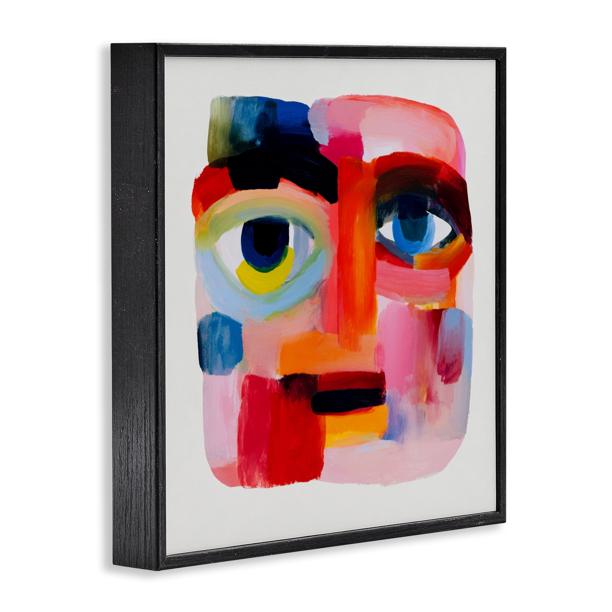 Stupell Industries Cubist Gaze in Vivids Black Framed Giclee Art, design by Chromatic Storm Studio