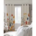 thumbnail image 3 of Fsddascl Yellow Red Blue Spring Floral Blackout Curtains for Bedroom/Living Room, Thermal Insulated Kitchen Curtains, Watercolor Botanical Summer Flowers Grommet Darkening Window Treatment 52"x54"x2, 3 of 8