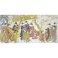thumbnail image 2 of Utamaro, Kitagawa 24x14 Black Ornate Wood Framed with Double Matting Museum Art Print Titled - Three Groups of Courtesans With Their Shinzo and Kamuro, 2 of 4