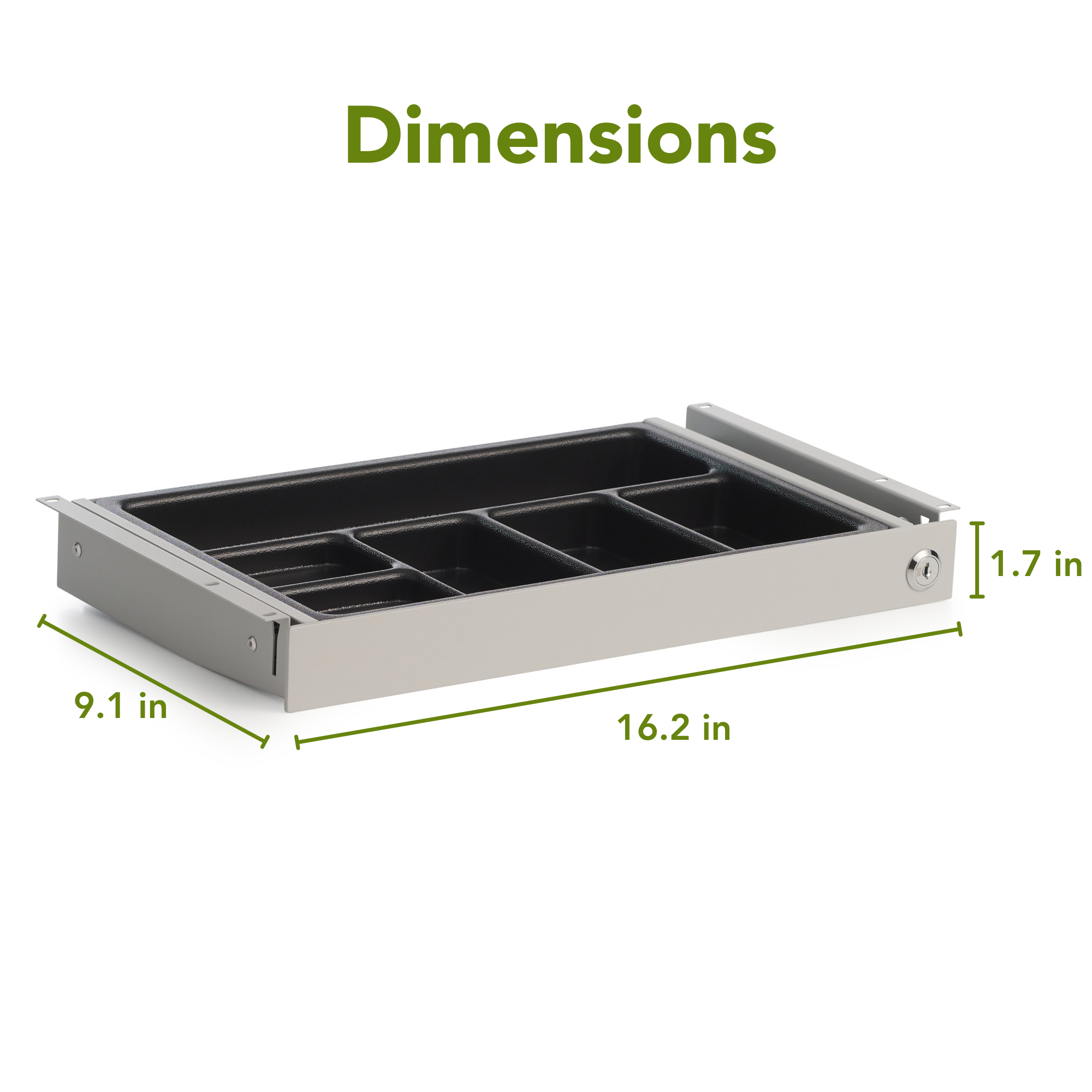 PERFECT POSTURE max under desk storage drawer with lock, large 16.2" x 9.3" (Gray)