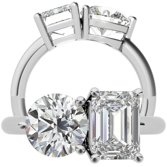 Auory Sparkle Emerald Cut Moissanite White Gold Plated Ring for Women