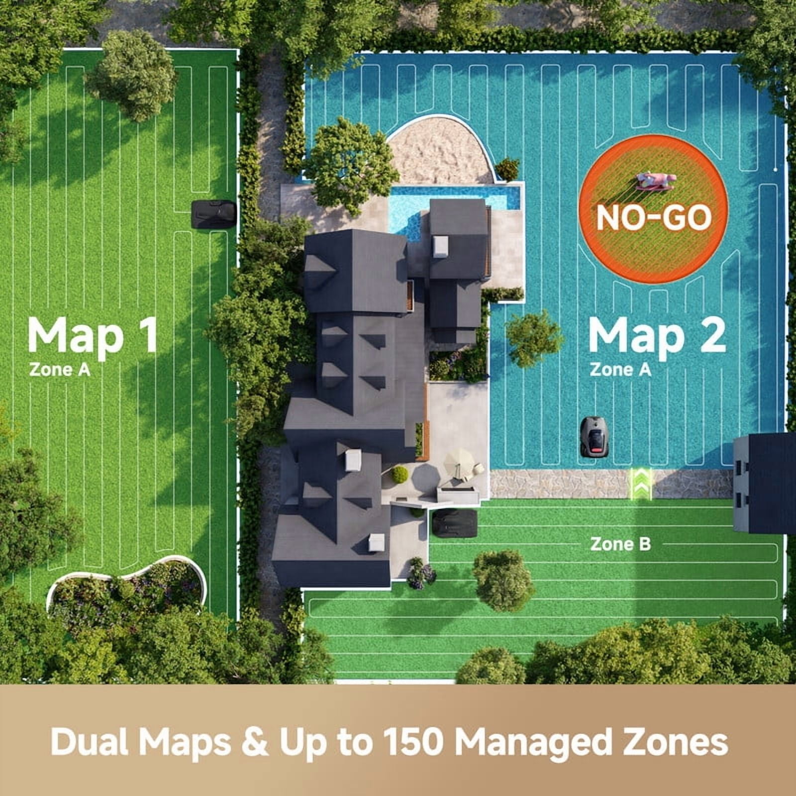 MOVA LiDAX Ultra 1000 Robotic Lawn Mower,Dual Mapping,0.25Acre, Visional Navigation,Edge Cutting, Adjustable Cutting Height, Smart Obstacle Avoidance
