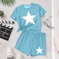 thumbnail image 4 of Eltusu Girls Outfit Sets, Crew Neck Short Sleeve Casual 2PC Summer Clothes Sets Blue Size 5-6T, 4 of 6