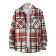 thumbnail image 2 of IROINNID Reduced Shirt with Pocket for Men Turndown Long Sleeve Plaid Long-sleeve Button-down With s Shirt,Red, 2 of 8