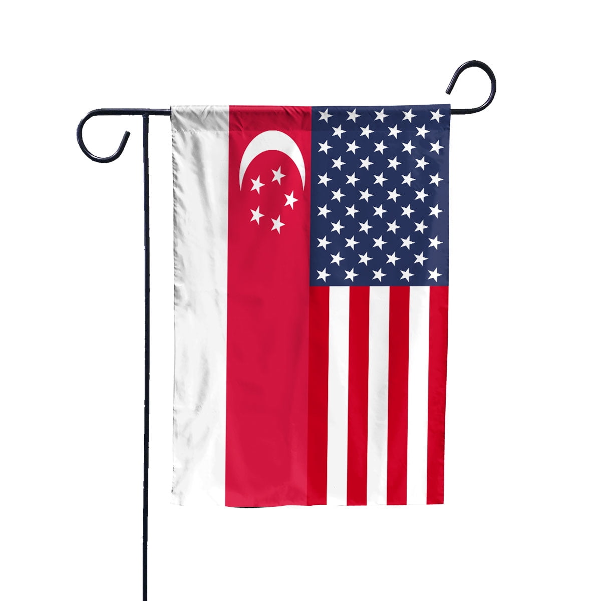 American Singapore Flag Singaporean Friendship U.S.A Memorial Day Patriotic For House Flag, Double-Sided Decorative Outdoor Flag, Polyester Yard Flag 29.5 x 39.5 in