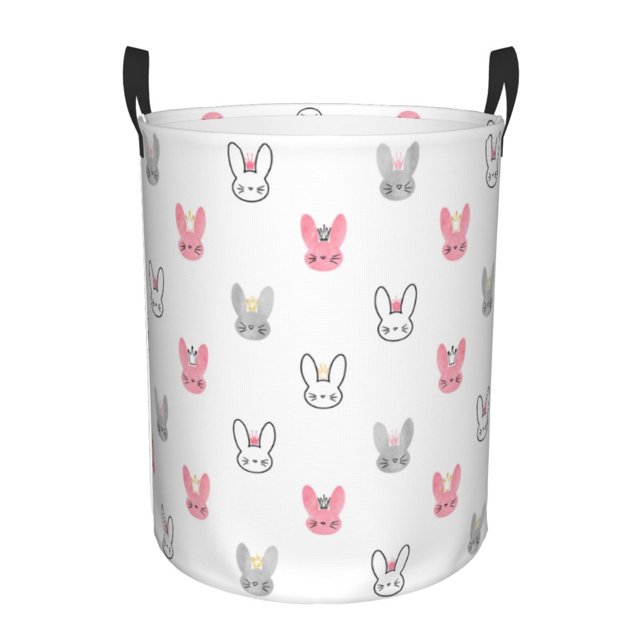 Fotbe Girl Rabbit Cesto de Ropa con Asas, Cesto Impermeable de Gran Capacidad, Bolsa de Lavado para Dormitorio, Cesto de Ropa con Ruedas y Asas-Small