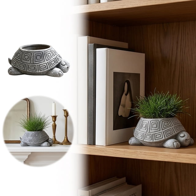 ZZHZGZ Canada Sale Tortoise Shaped Golden Tone Container for Succulents Small Indoor Desktop Daily Use
