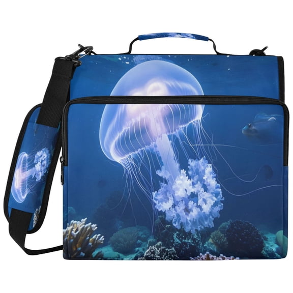 ALAZA Zipper Binder Jellyfish in Sea Pattern 2 inch 3 Ring 500 Sheet Capacity Trapper Keeper File Folder Organizer Bag