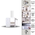 thumbnail image 2 of Ember Interiors Small Kids Vanity with LED Lights, Makeup Chair, Crystal Ball Knobs, White, 2 of 4