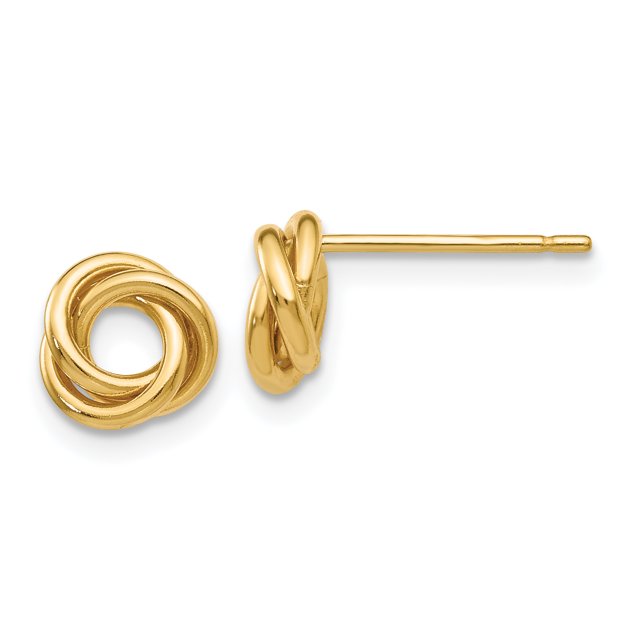 14k Yellow Gold Knot Stud Earrings Ball Button Love