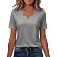 thumbnail image 5 of Cilsoka Womens Short Sleeve Tops Seashell Edge V Neck Dressy Casual Loose Fit Shirts Summer Vacation Blouses 2026 Trendy Clothes, 5 of 6