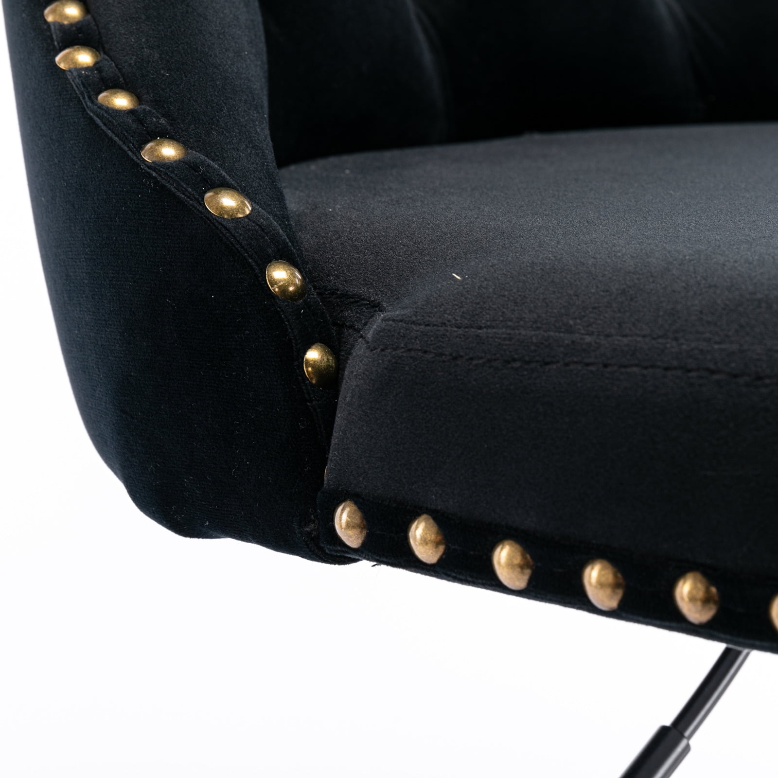 Counter Height Bar Stools from 25-33 Inch, Swivel Barstools with High Back, Button Tufted and Nailheads Trim, Velvet Upholstered Bar Chairs for Kitchen Dining Room (Black with Black Base,Set of 6)