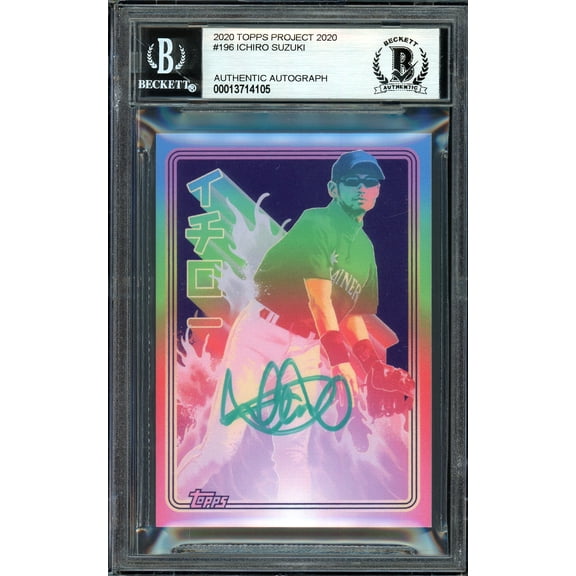 Ichiro Suzuki Autographed Topps Project 2020 Matt Taylor Card #196 Seattle Mariners Teal #10/10 Beckett BAS #13714105