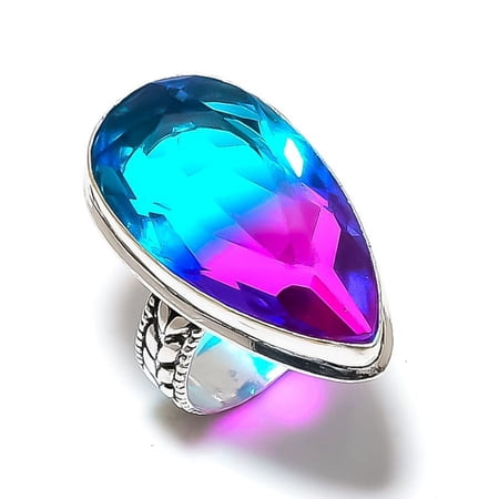 Natural Tourmaline Gemstone Handmade 925 Sterling Silver Jewelry Ring S.6