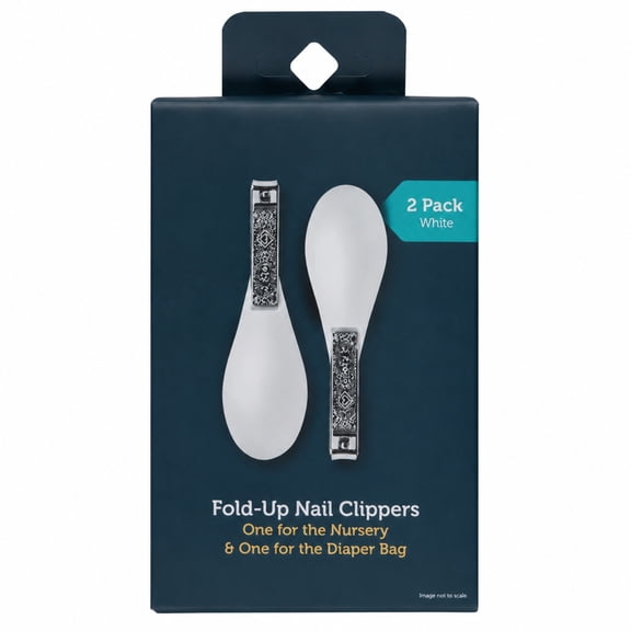 Fold-Up Nail Clippers 2 Pack for Baby Care, Curved Edge Nail Clippers with Easy-Grip Handle, Safe Infant Nail Trimmer Set