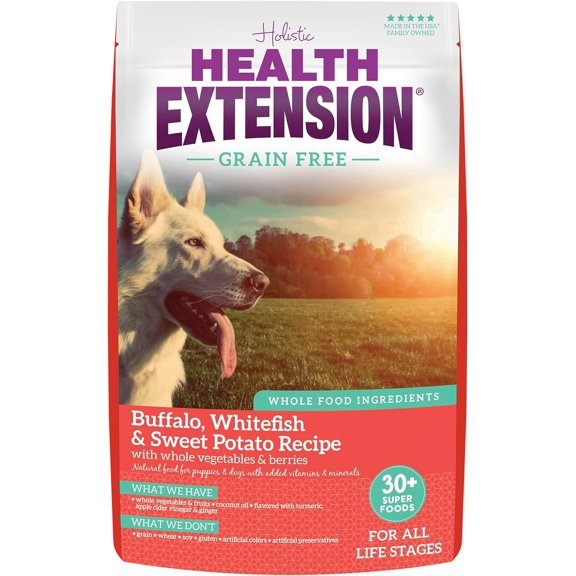 Health Extension Dry Dog Food Includes Buffalo, Whitefish & Sweet Potato (10 Lb)| All Life Stages | Added Vitamins & Minerals | Sensitive Stomachs