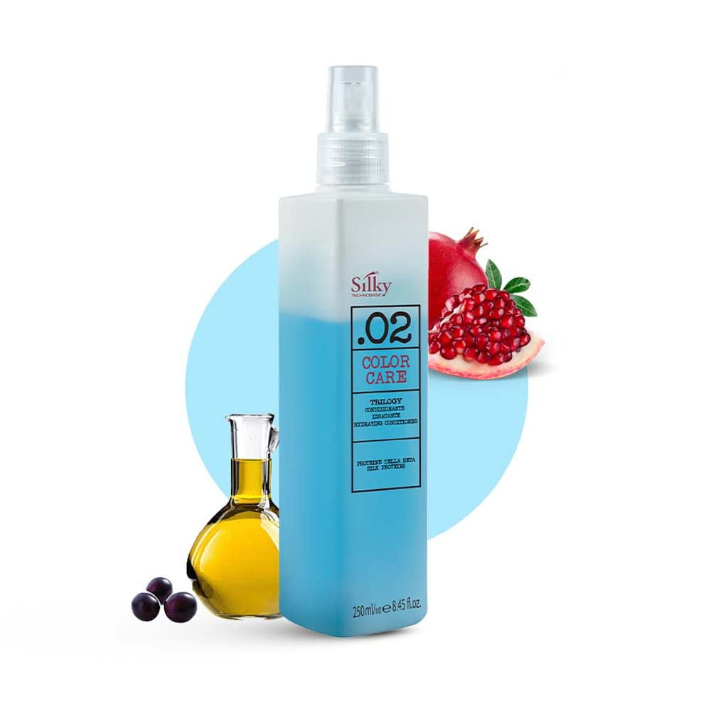SILKY .02 TRILOGY HYDRATING CONDITIONER with Active Ingredients for UV Protection and Conditioning (250 ml) 8.45oz