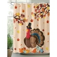 thumbnail image 2 of Farmhouse Fall Thanksgiving Turkey Shower Curtain, Orange Pumpkins Maple Leaf Bathroom Decor Curtains Set with Hooks, Waterproof Fabric Home Accessories， 60 X 72 Inch Long, 2 of 6