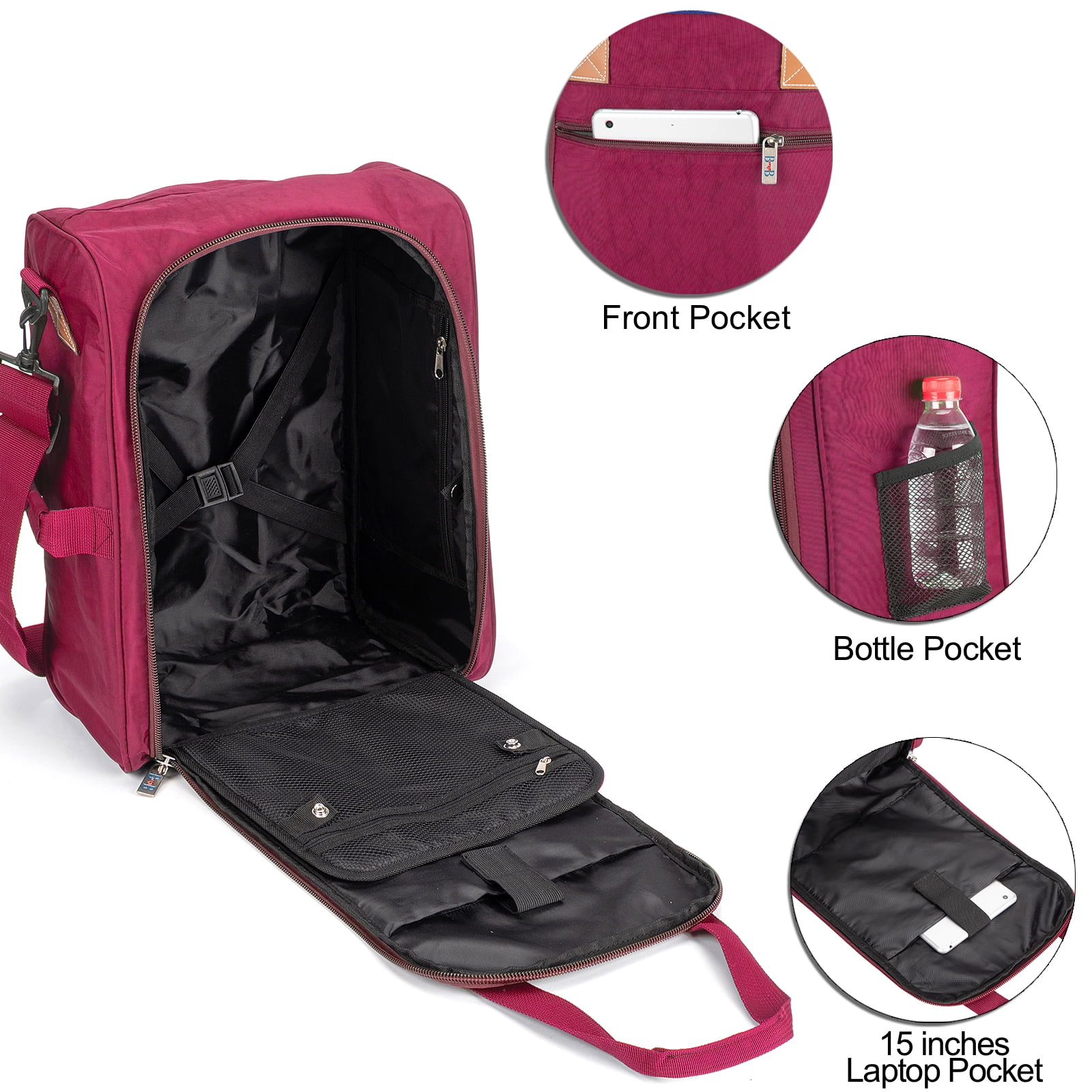 17" Personal Item under seat duffel for the Spirit Frontier American Jetblue airlines (Purple)