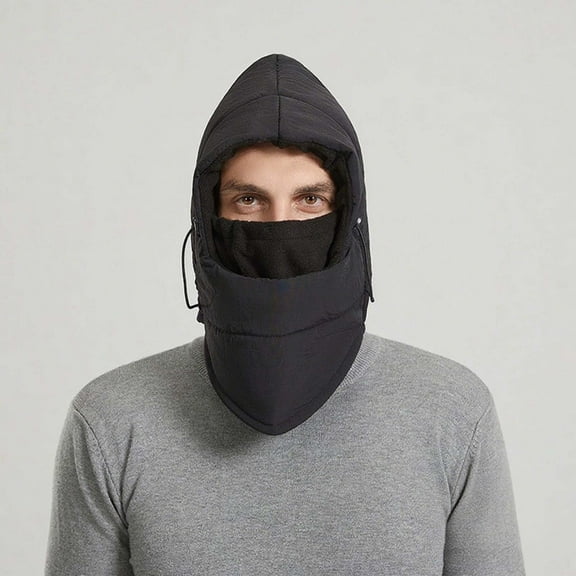 Winter Hats for Men Women with Neck-Gaiters and Mask 3 in 1 Thermal Warm Fleece Lined Windbreaker Adjustable Solid Color Cycling Ski Snow Hat