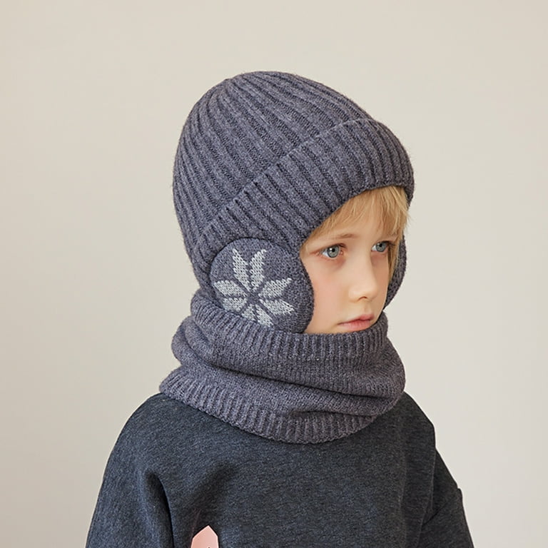 帽子 CLANE MUFFLER KNIT CAP TMOYZQ Unisex Toddler Kids Winter Hats Scarf Set, Ribbed Cable