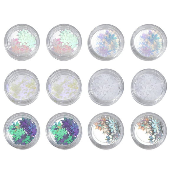 12pcs Paillette de manicura Paillette de uñas de Navidad Copo de nieve Nail Art Paillette Manicure Lentejuelas