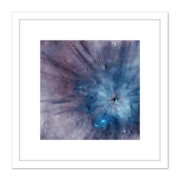 Mars Nasa Space Unlocking Impact Crater'S Clues 8X8 Inch Square Wooden Framed Wall Art Print Picture with Mount