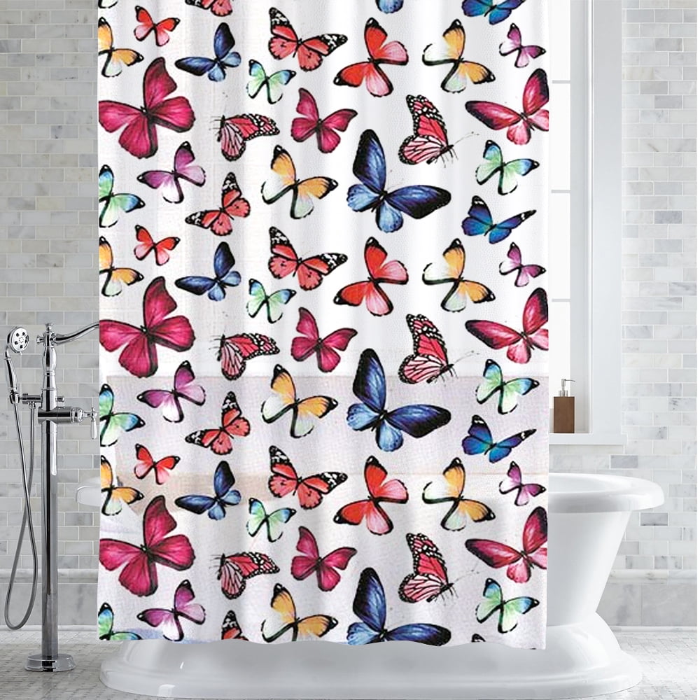 PEVA-EVA Shower Curtain/Liner Botanical Butterfly Print 70