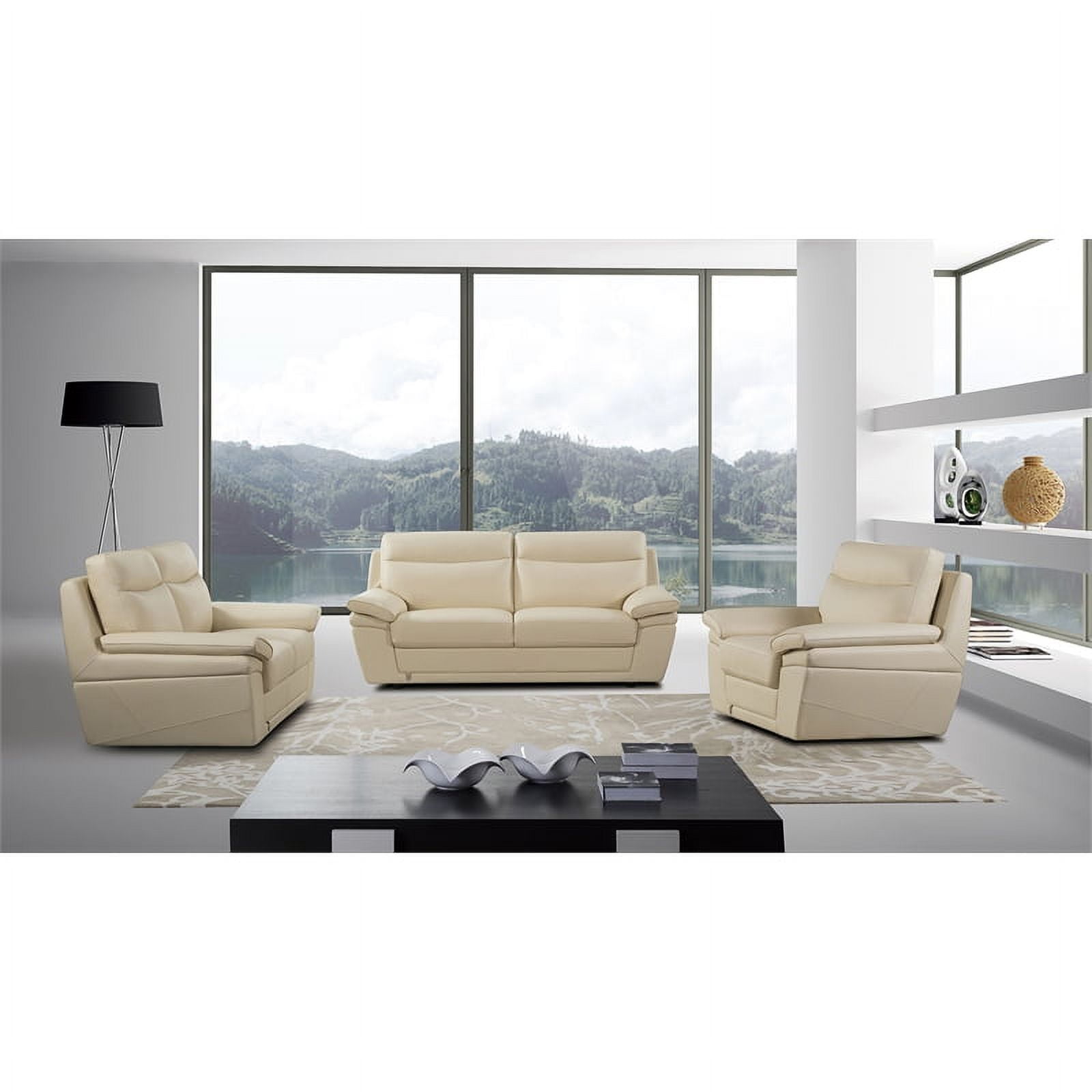 EK092 Cream Color With Italian Leather Sofa Walmart