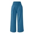 thumbnail image 6 of Linen Pants Women Linen High Waist Summer Beach Travel Vacation Wide Leg Sweatpants Women Light Blue 2Xl, 6 of 8