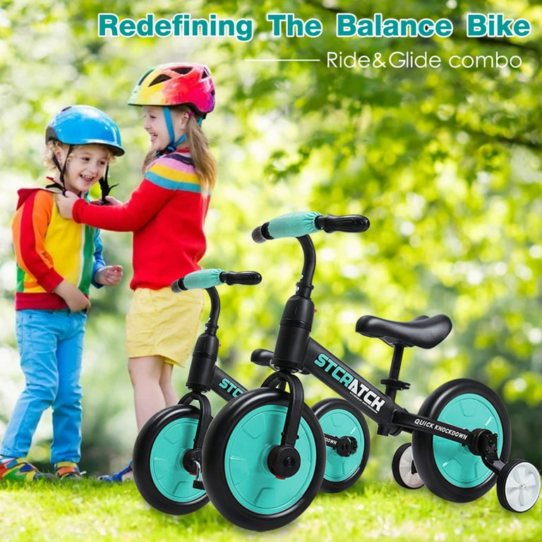 WLRETMCI Toddler Cycle 4 in 1 Balance Bike for 2 6 Years Old Lightweight with Pedals and Training Wheels Blue Walmart
