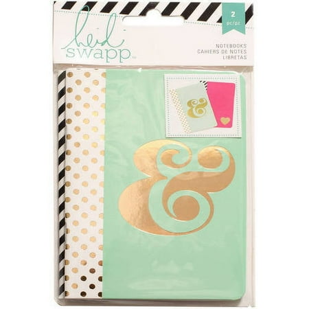 Heidi Swapp Notebooks 3.5"X5" 2/Pkg-Pink/Mint, Pk 3, Heidi Swapp