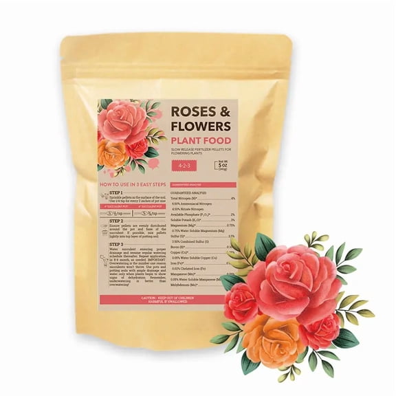 5oz Fertilizer for All Types of Roses and Other Flowering Plants. Promotes Vigor