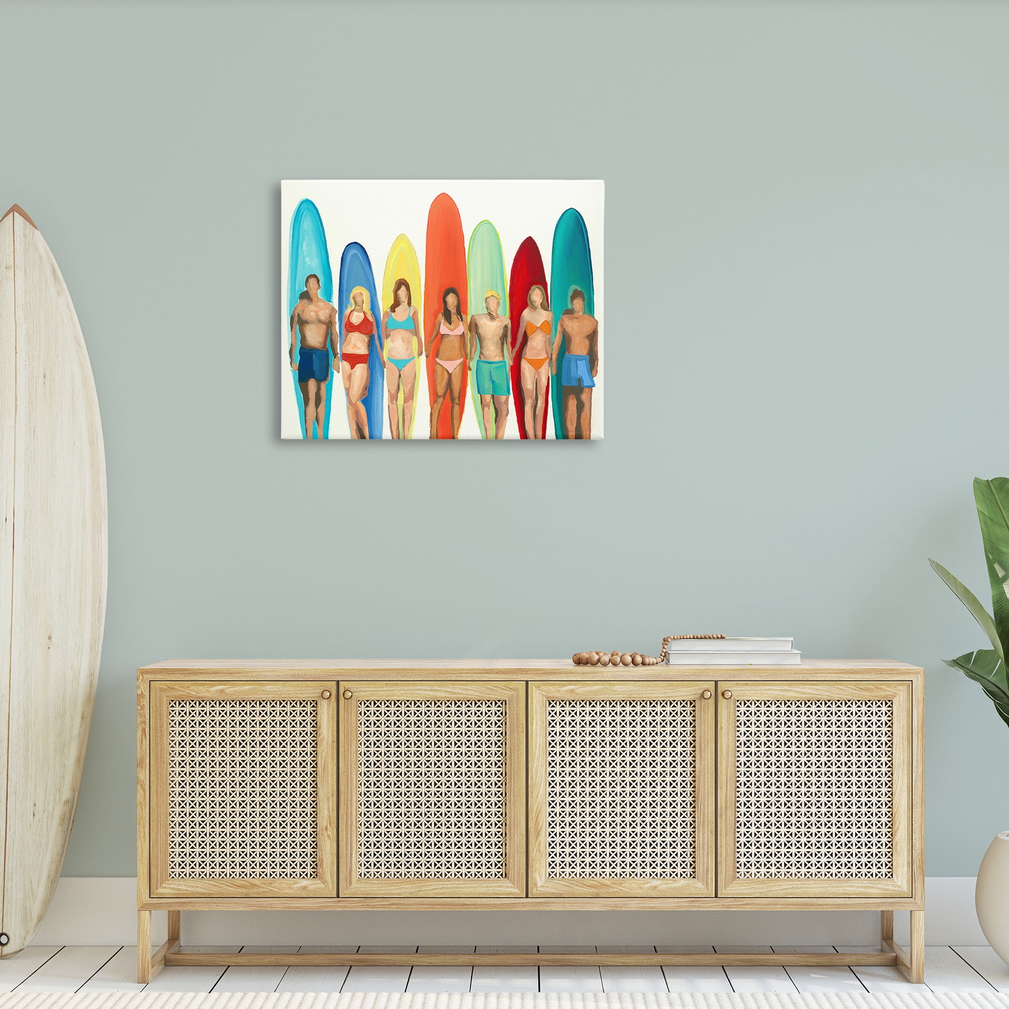 Stupell Industries Abstract Surfer Friends Sports Painting Gallery Wrapped Canvas Art Print Wall Art, 40 x 30