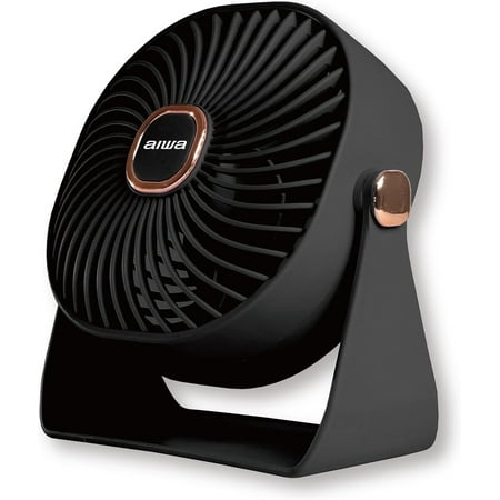 Aiwa 4" Desk Fan, USB-C Rechargeable Mini Fan with 3 Speeds and 270-Degree Rotation, Black