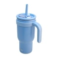 thumbnail image 3 of Termo Doble Pared Acero Inoxidable Exterior e Interior, Vaso Térmico con Tapa Doble y Popote Plástico con Silicona y Asa Ergonómica, Capacidad 900 ml, Azul, 3 of 8