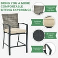 thumbnail image 3 of Patiojoy 3-Piece Patio Rattan Furniture Set Outdoor Bistro Set Cushioned Chairs & Table Set Gray, 3 of 5