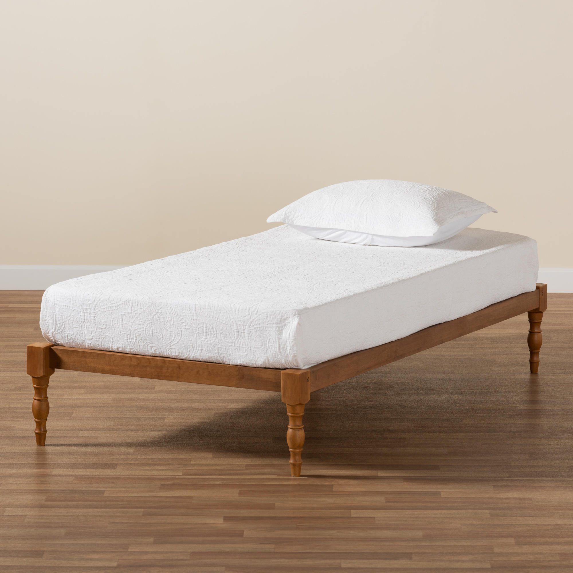 Baxton Studio Iseline Wood Platform Bed Frame, Twin, Ash Walnut - image 2 of 7