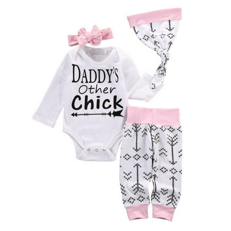 

SYNPOS 2PC Infant Baby Girls Romper Pants Set Headband Hat Clothes Outfit Set 0-24 Months