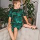 thumbnail image 4 of Balery Green Gold Glitter Conjunto de Pijama Infantil de Manga Corta con Estampado – Ropa de Dormir de Algodón Suave-Small, 4 of 6