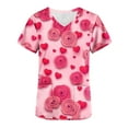 thumbnail image 3 of Pimelu Valentines Shirts for Women Womens Shirts Scrubs for Women Fashion Rose Heart Graphics Print Valentines Day Nurse's Tops V Neck Short Sleeve Pocket Uniform Tunic Blouses, 3 of 4