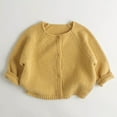 thumbnail image 5 of AINIYS Little Sweaters Kids Boys Girls Cardigan Sweatshirt Button Up Knit Solid Long Sleeve Crewneck Jacket Fall Tops Yellow 3 Years, 5 of 5