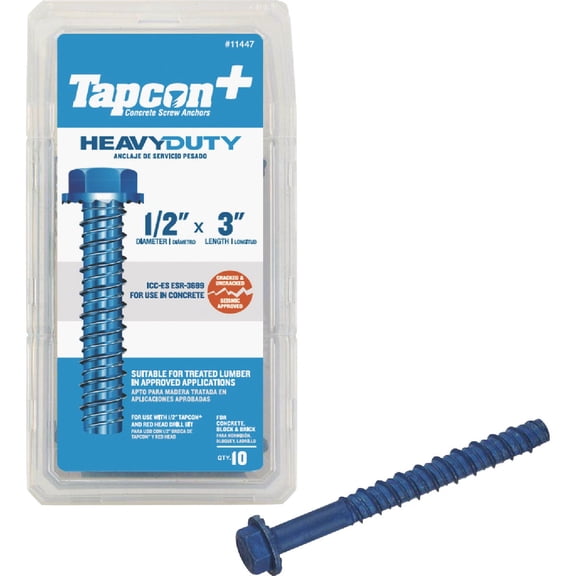 Tapcon  1/2 in. x 3 in. Heavy Duty Screw Anchors 10CT, Blue