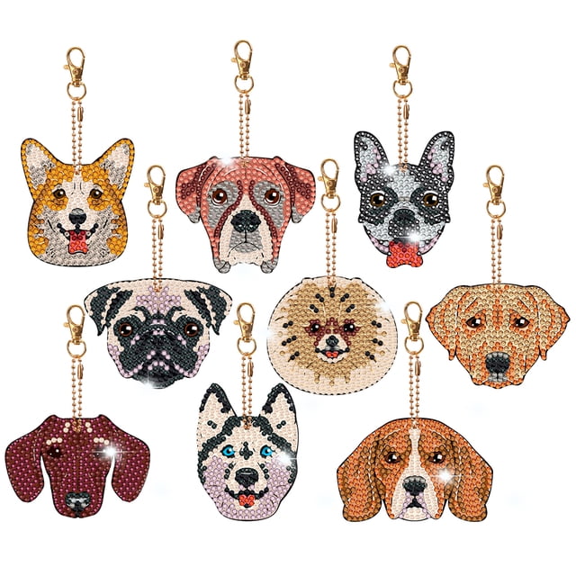 Llaveros Con Diamantes 9 Piezas Manualidades Artísticas 5D Adornos Colgantes Bricolaje Regalos Pandant