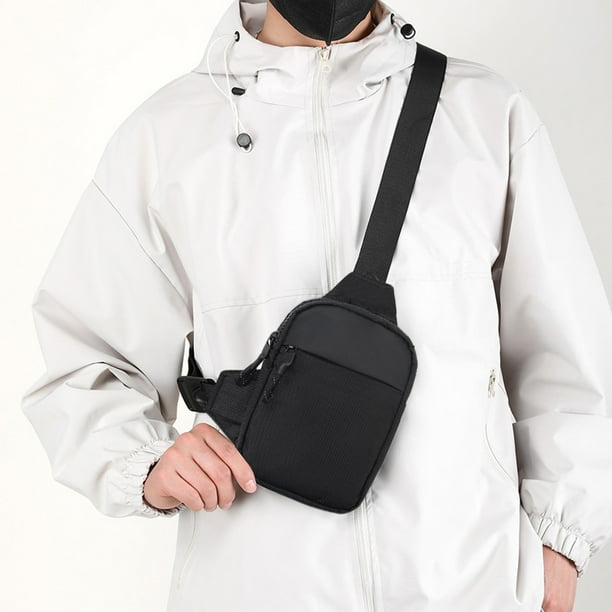 Bolso Bandolera Pequeño Tipo Bandolera para El Pecho, para El Hombro, con Una Sola Correa, para Hombre, Mujer y Niño, con Orificio para Auriculares.