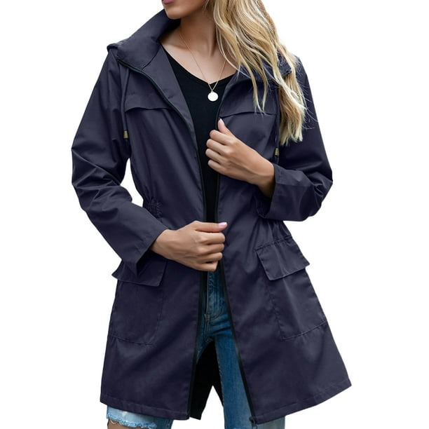 Chaqueta ligera impermeable para mujer, gabardina para exteriores con capucha, cortavientos ligero y resistente al viento.